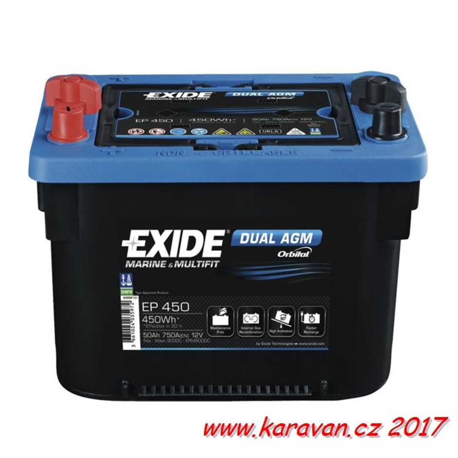 Exide Dual AGM-batteri 50Ah 260x173x206mm 18,64kg